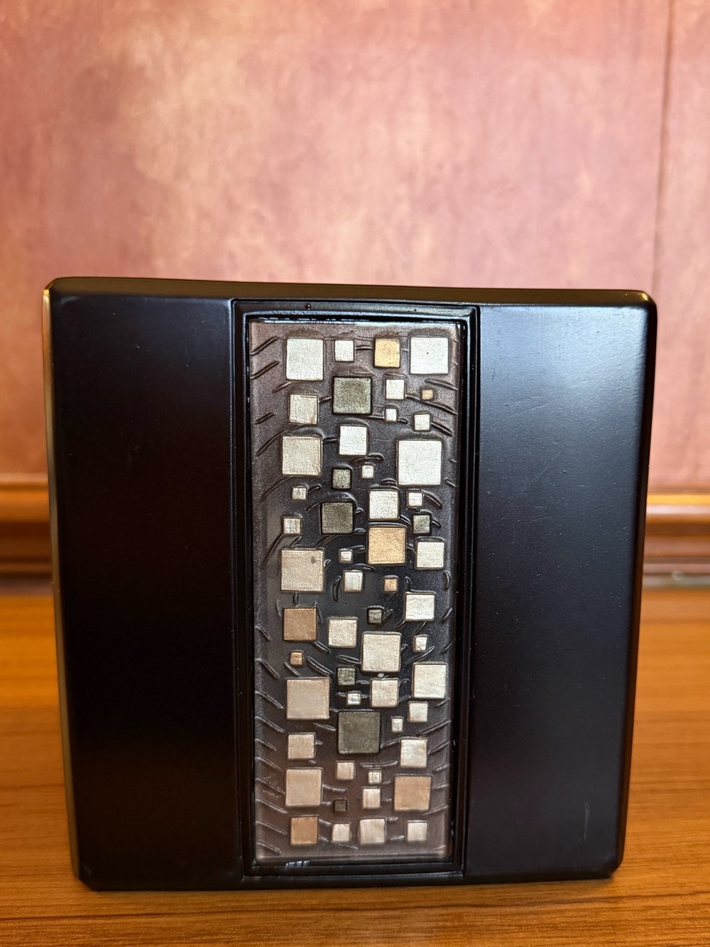 Croscill Mosaic Tissue Box Cover Square Boutique Espresso Brown Resin Holder EUC